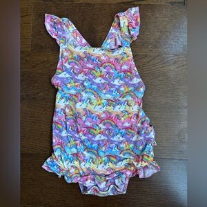 Posh Peanut x Lisa Frank toddler girl bubble romper